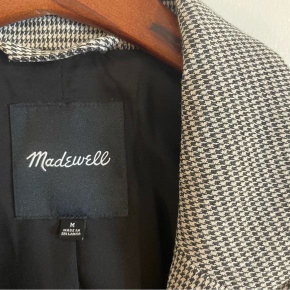 Madewell Dorset Blazer Jacket houndstooth grey black medium - Picture 2 of 7